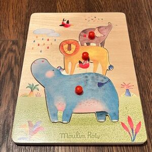 Moulin Roty Les Papoum Wooden Animal Toy Puzzle